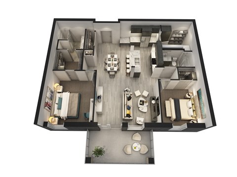 Floor plan for 2 beds, 2 baths, 1223 sqft